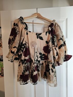 Like New 2X Ivy City Co. Floral Amora Peplum Top